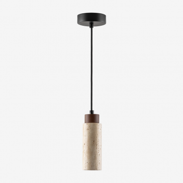 Travertine And Wood Ceiling Lamp (ø6.5 Cm) Davise Natural Colors - Sklum