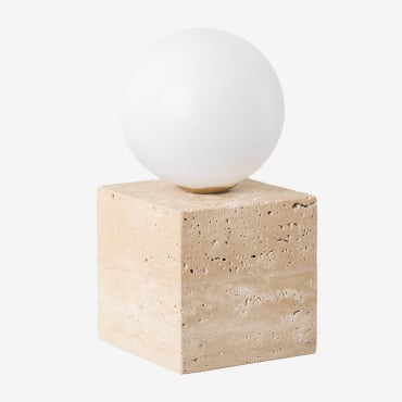 Davise Travertine Wall Sconce With Crystal Ball Natural Colors - Sklum