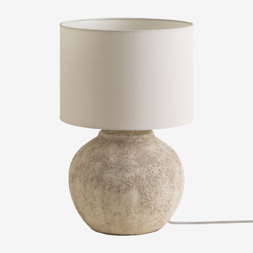 Aloia Table Lamp In Linen And Terracotta White - Sklum