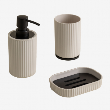 Ozene Abs And Bamboo Bathroom Set Beige Cream - Sklum