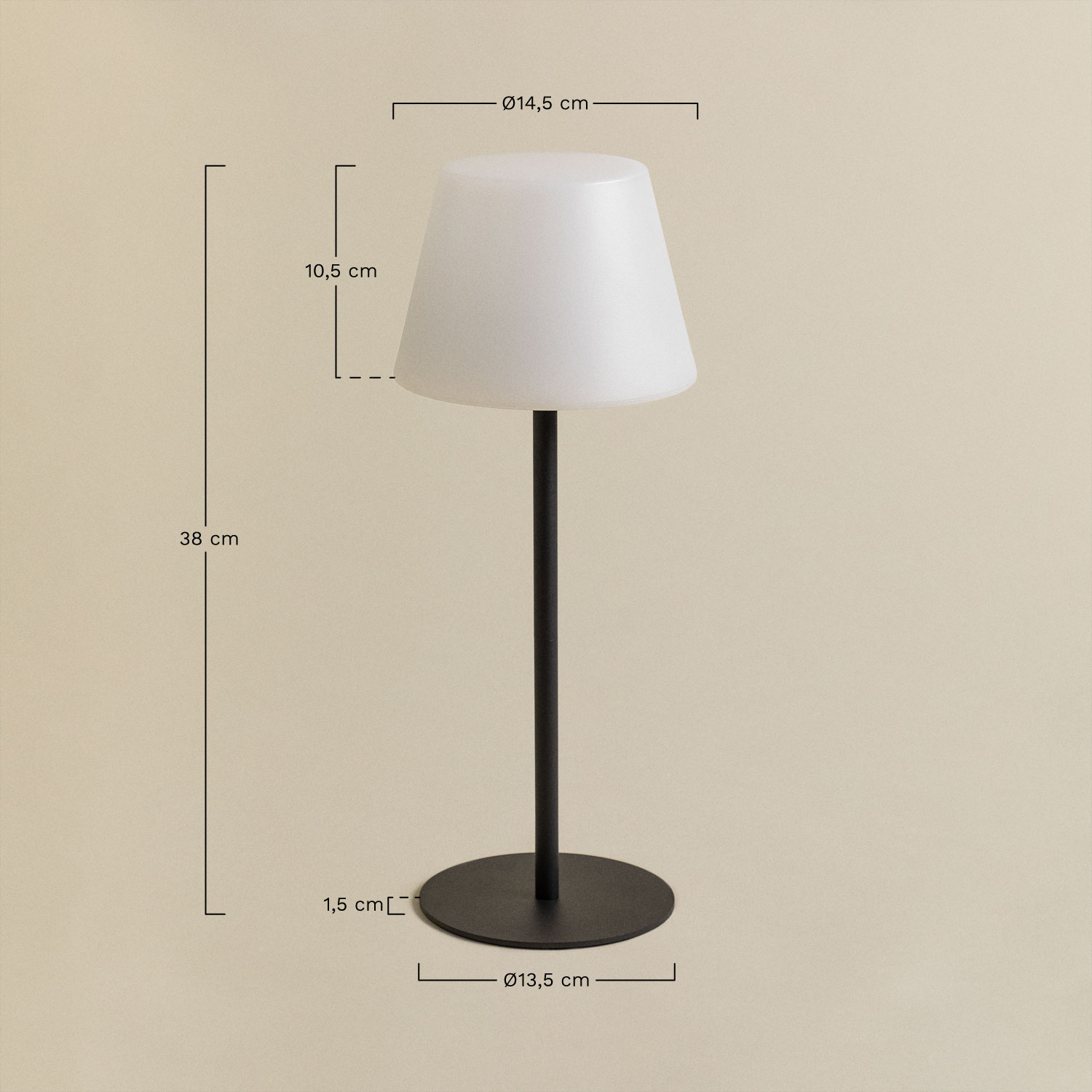 Megumi wireless LED outdoor table lamp, MEASURES