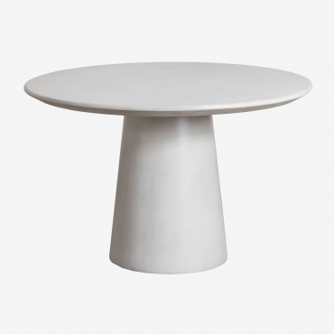 Round Garden Table Ø120 Cm In Cement Noemi Sand Grey - Sklum