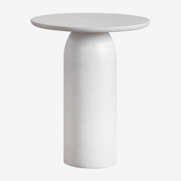 Round Side Table In Cement (ø45 Cm) Layana Greyish White - Sklum