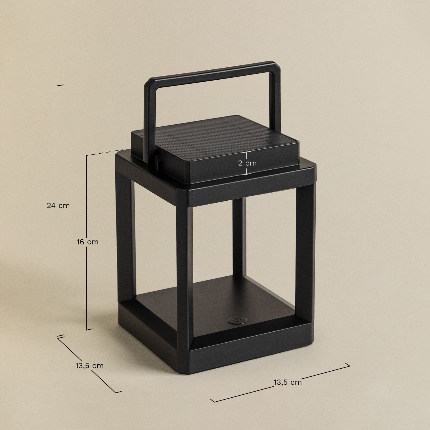 Nualla wireless LED solar table lamp for outdoor use, MEASURES