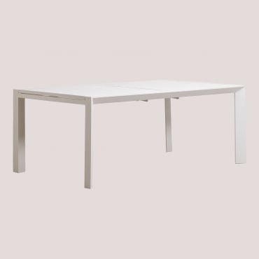 Rectangular Garden Table 180-240x100 Cm Extendable In Aluminum Starmi Gardenia White - Sklum
