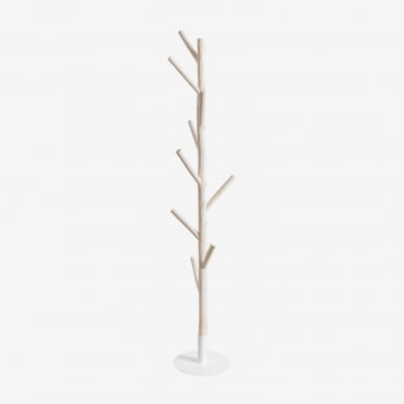 Standing Coat Rack In Teak Wood And Metal Merlo Natural Wood - Sklum