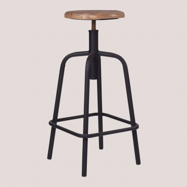 Adjustable High Stool In Steel And Wood Ery Black - Sklum
