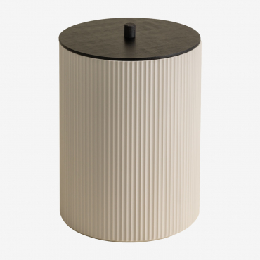 Trash Can With Lid In Abs And Ozene Bamboo Beige Cream - Sklum