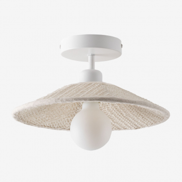 Linen Ceiling Lamp Massina Beige Cream - Sklum