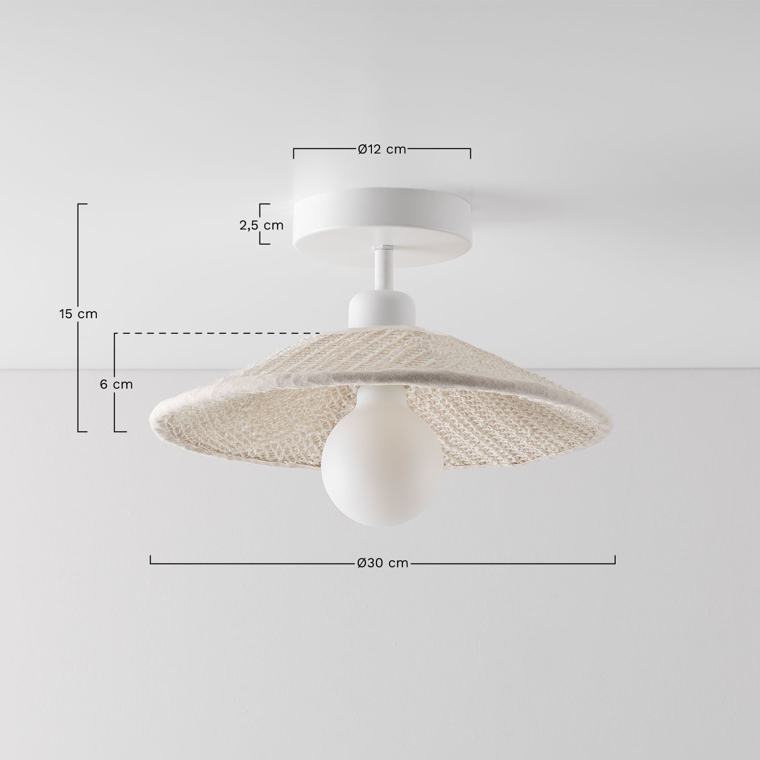 Linen Ceiling Lamp Massina, MEASURES