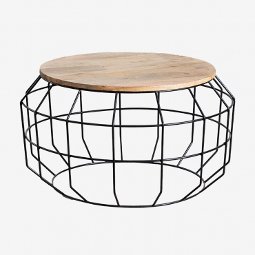 Round Coffee Table In Mango Wood (ø72 Cm) Koti Black - Sklum