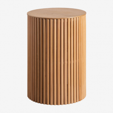 Round Auxiliary Table In Wood (ø40 Cm) Belmira Brown Oak - Sklum