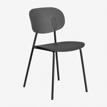 Pack Of 4 Dining Chairs In Polypropylene And Iron Tupah Grey Graphite - Sklum
