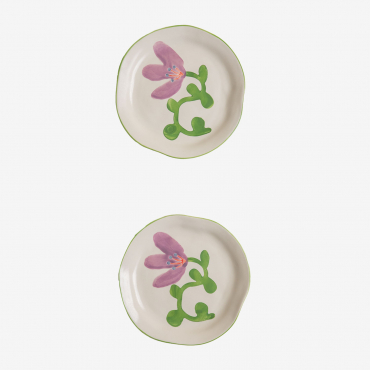 Pack Of 2 Marneda Stoneware Dessert Plates Multicolor Classic - Sklum