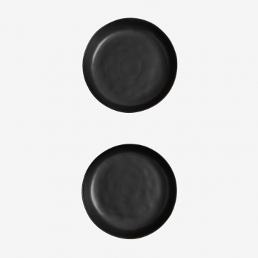 Pack Of 2 Belvere Stoneware Soup Plates Black - Sklum