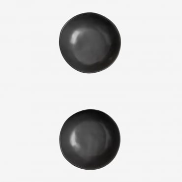 Pack Of 2 Belvere Stoneware Bowls Black & Ø17 Cm - Sklum