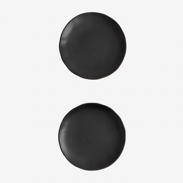 Pack Of 2 Belvere Stoneware Dinner Plates Black - Sklum