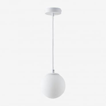 Ceiling Lamp Ø12 Cm In Iron With Uvol Glass Ball White - Sklum