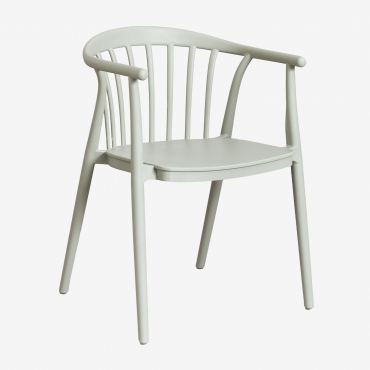 Set Of 6 Stackable Dining Chairs With Armrests Ivor Green Khaki - Sklum