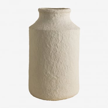 Decorative Handmade Vase In Paper Maché Weronik White - Sklum