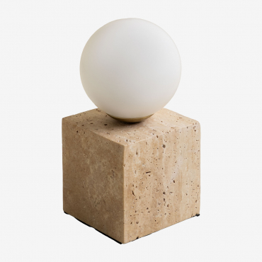 Davise Travertine Table Lamp With Crystal Ball Natural Colors - Sklum