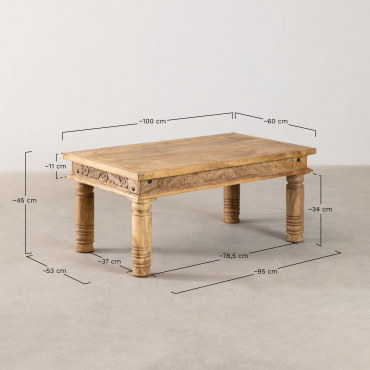Taraz Mango Wood Coffee Table 100 X 60 Cm - Sklum