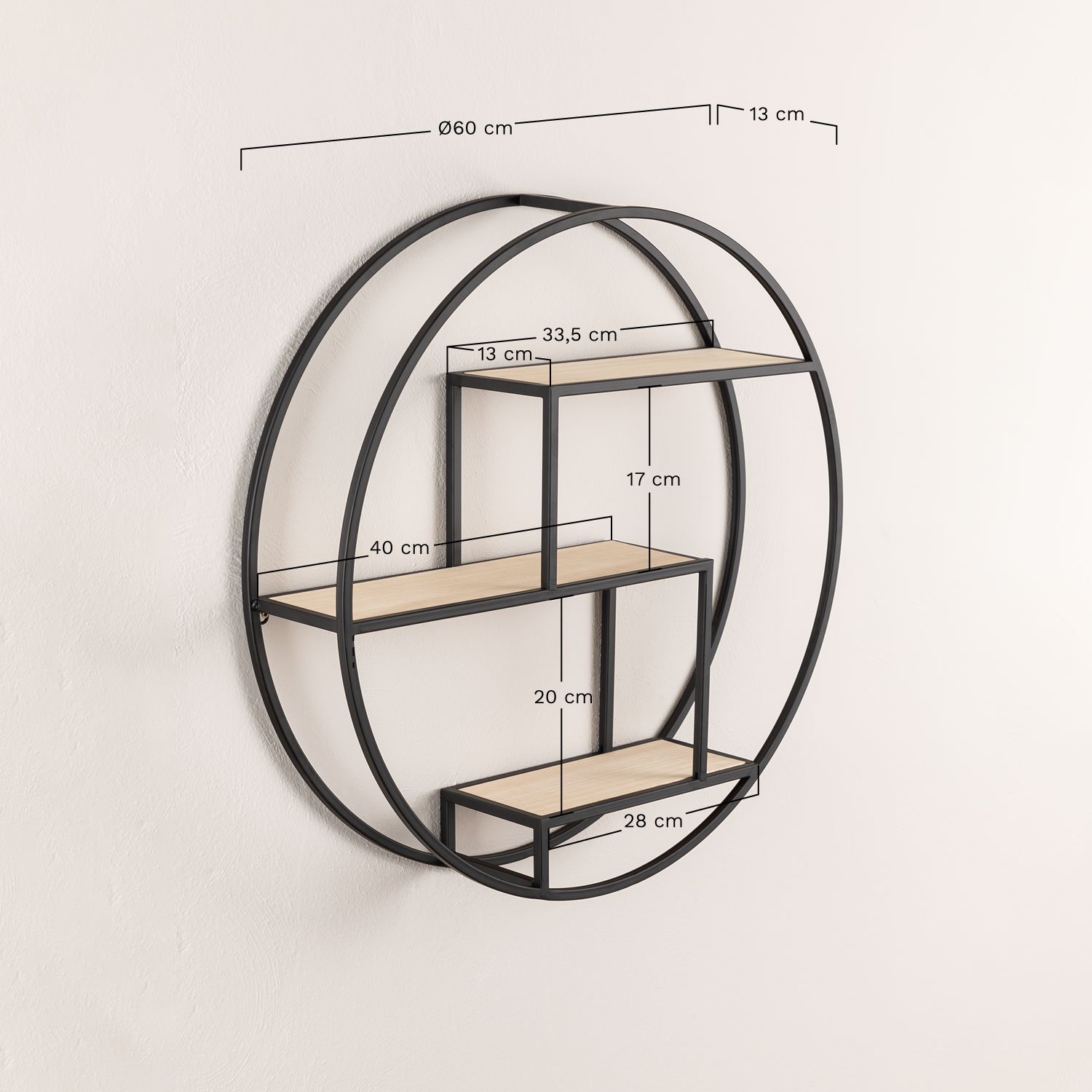 Floating Steel & Wood Shelf Kafren , MEASURES