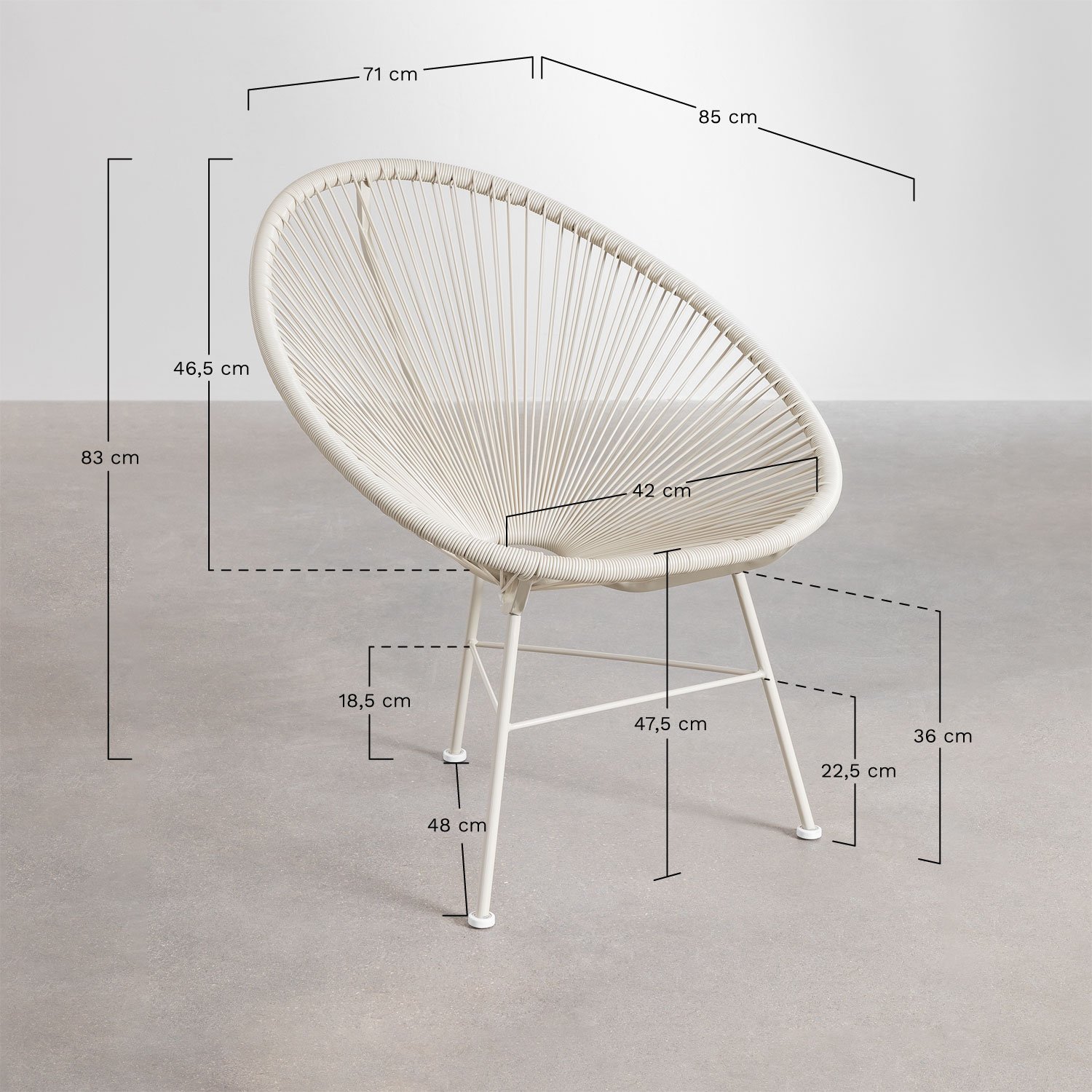 Pack of 2 New Acapulco Armchairs, MEASURES