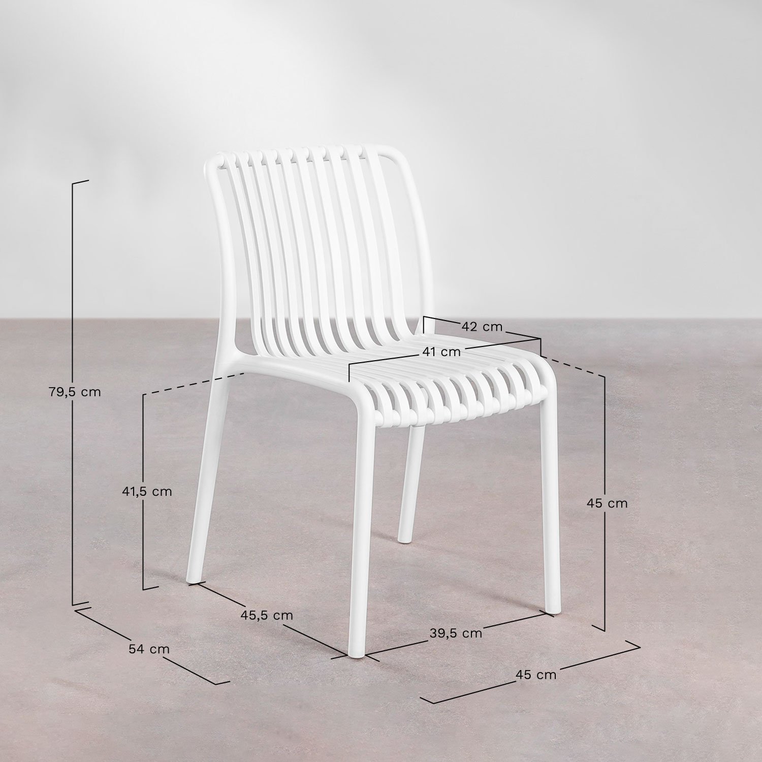 Wendell polypropylene stackable garden chair, MEASURES