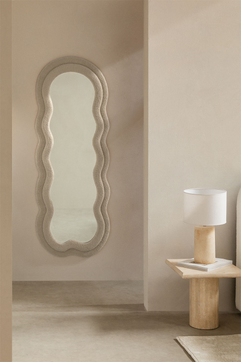 Irregular wall mirror 60x160 cm upholstered Evelyn