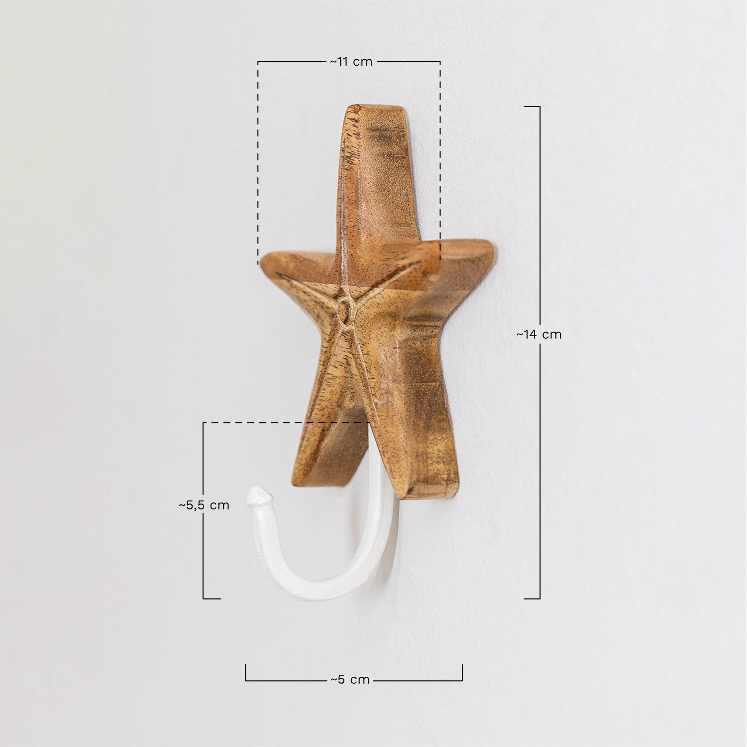 Balani mango wood wall coat rack, MEASURES