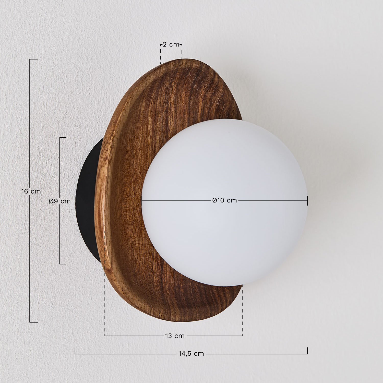 Acacia Wood Wall Lamp Freidy, MEASURES