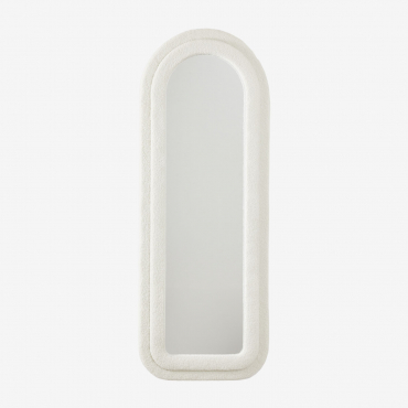 Ilai 60x160 Cm Wall Mirror In Sherpa Fabric Ivory White - Sklum