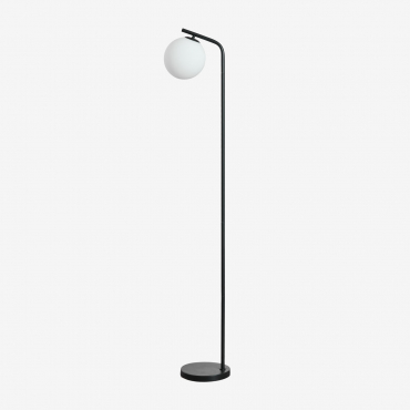 Alligier Metal And Glass Floor Lamp Black - Sklum