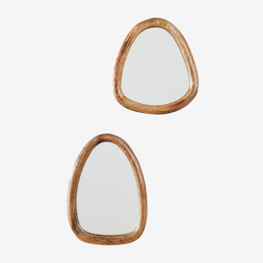 Set Of 2 Wall Mirrors In Mango Wood Gabael Design A - Sklum