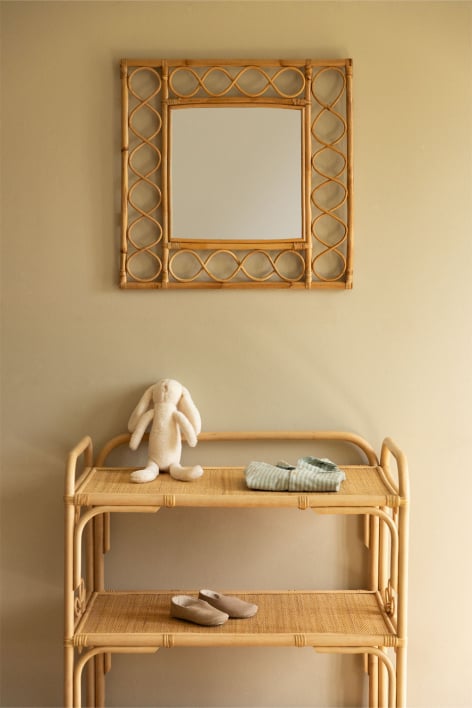 Square Rattan Wall Mirror  Boke
