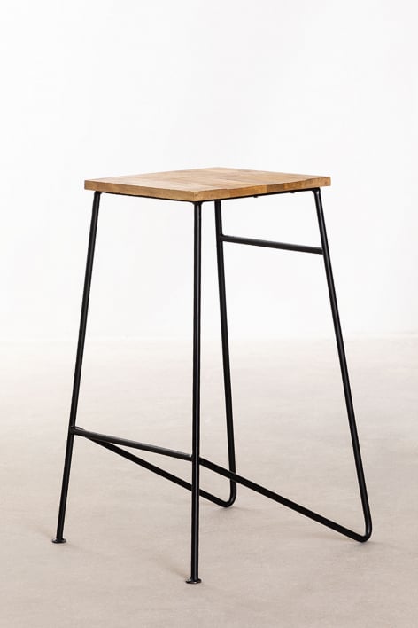 High stool 75 cm in mango wood and black iron Strox