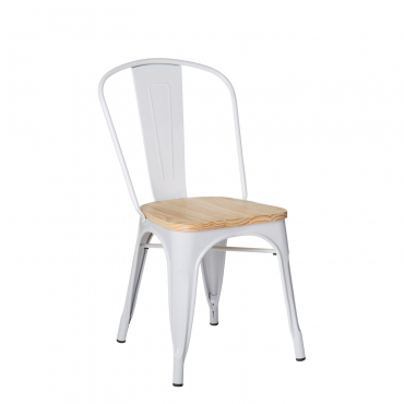 Lix Wooden Stackable Dining Chair White & Natural Wood - Sklum