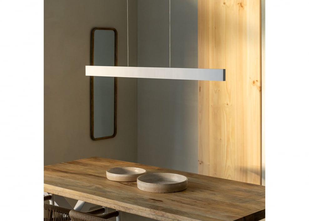 Astley 120 cm linear LED pendant ceiling lamp in aluminum