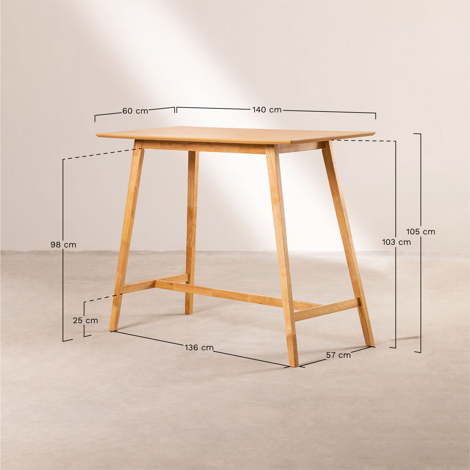 Rectangular Wooden High Table Kerhen , MEASURES