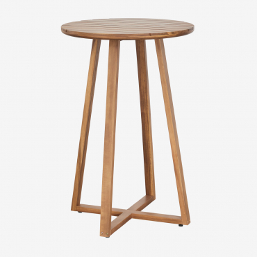 Round Garden High Table Ø70 Cm In Acacia Wood Magda Acacia Brown - Sklum