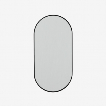 Oval Wall Mirror In Aluminium (35x70 Cm) Elbert Black - Sklum