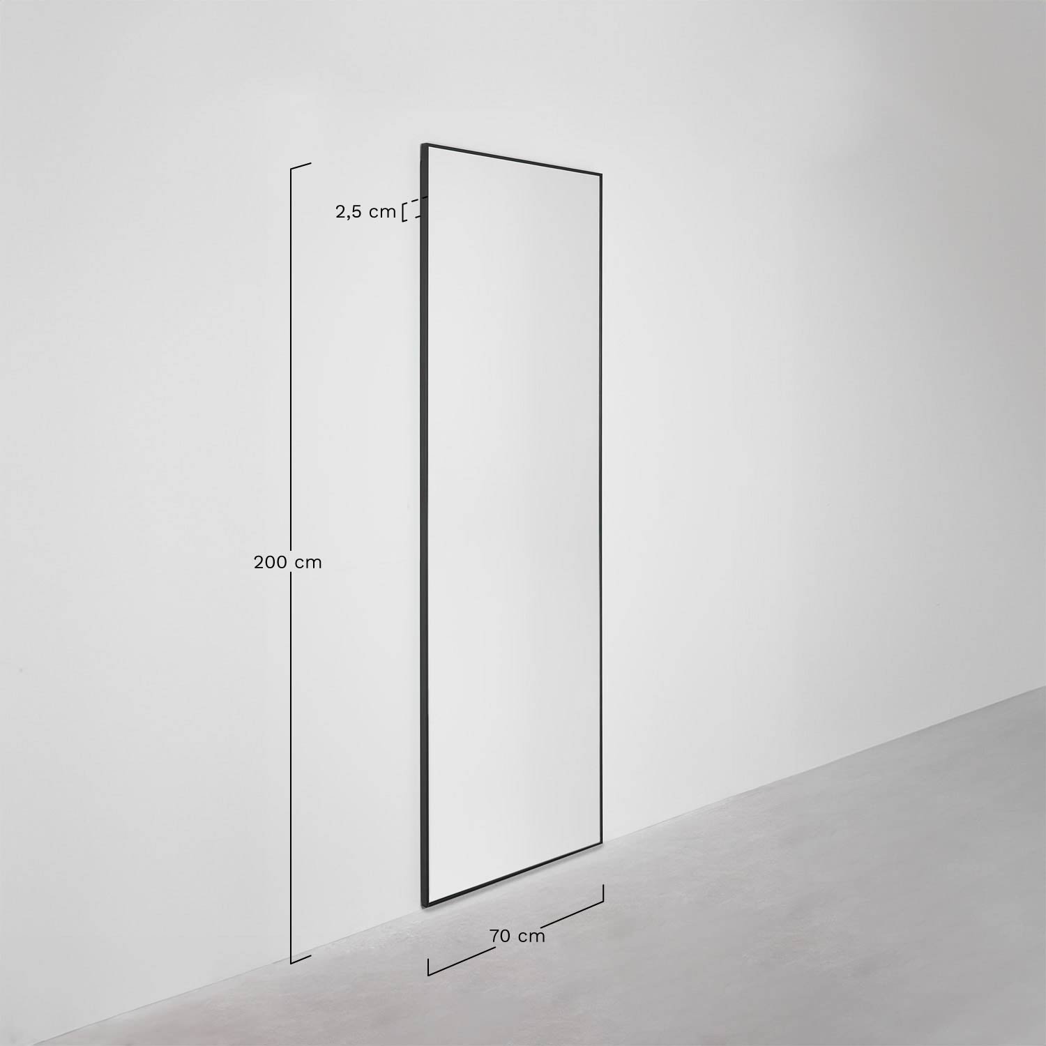 Rectangular wall mirror 70x200 cm in aluminum Mirjam, MEASURES