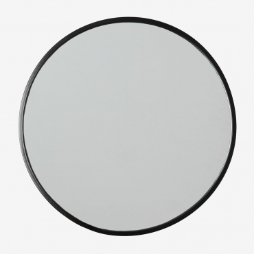 Round Iron Wall Mirror (ø45 Cm) Oliverton Black - Sklum