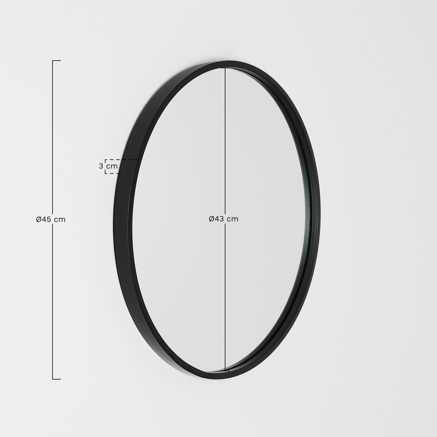 Round wall mirror in iron Ø45 cm Oliverton, MEASURES