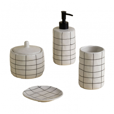 Yolven Stoneware Bathroom Set Black - Sklum