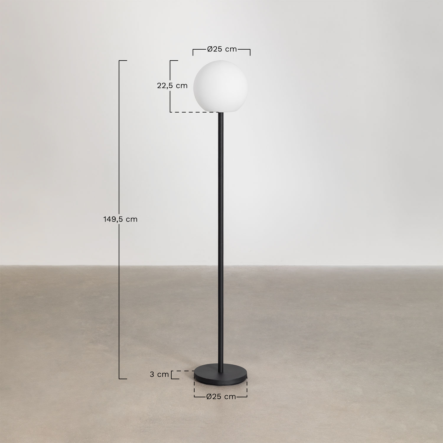 Kiemery Wireless Iron LED Floor Lamp, MEASURES