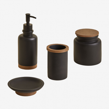 Canen Resin Bathroom Set Black - Sklum