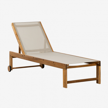 Valerys Wooden Reclining Sun Lounger Tapioca Beige - Sklum