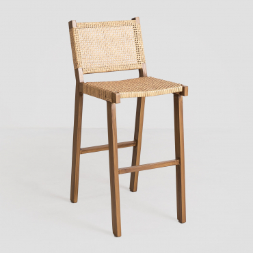 Pack Of 4 High Stools 75 Cm In Synthetic Rattan Ori Natural - Sklum